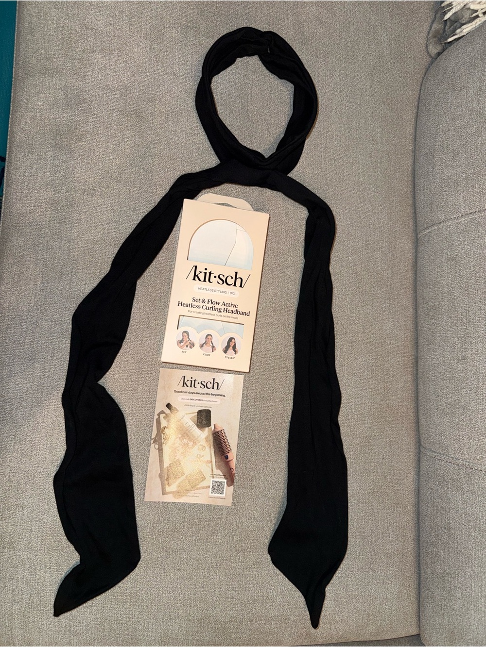 Kitsch Black Heatless Curling Headband Scarf